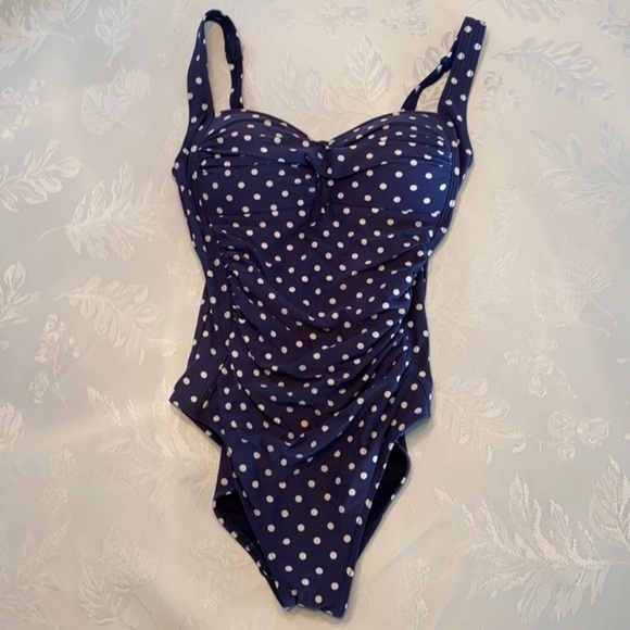 Bond Eye Australia‎ Polka Dot One Piece swimsuit navy white - Picture 1 of 2